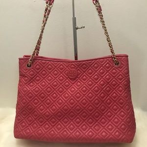 Tory Burch Marion Quilted Center Zip Tote Bag